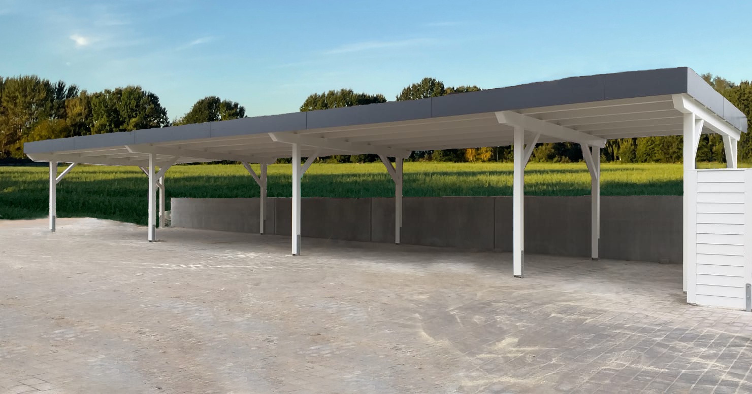 Reihen Carport für mehrere Autos.
